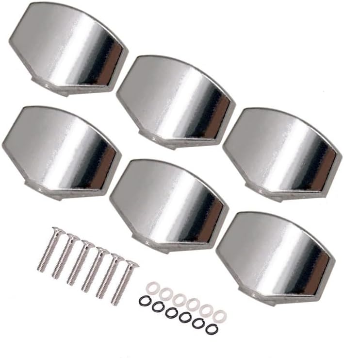 CCeCCe 6 Pack Guitar Tuning Pegs Knob Replacement Polished Chrome Guitar Machine Heads Knobs Grip Buttons for Guitar String Tuning Pegs Guitar Locking Tuner Electric or Acoustic Guitar Tuning Keys - Image 1